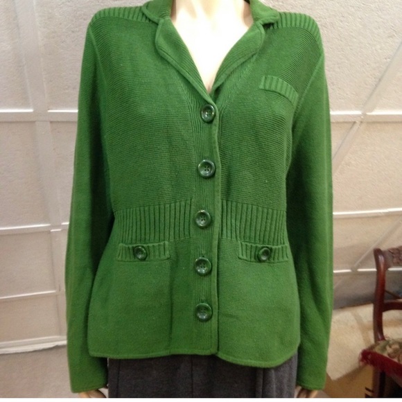 Jones of New York Collection Green Sweater Cardigan (L) - Picture 1 of 8